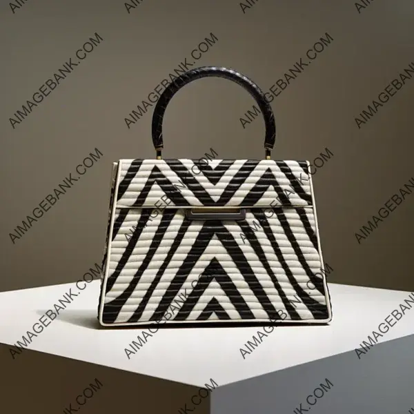 Iconic black white sisal handbag car