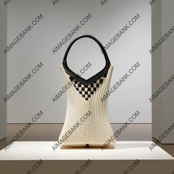 White Geometrical Long Sisal Handbag