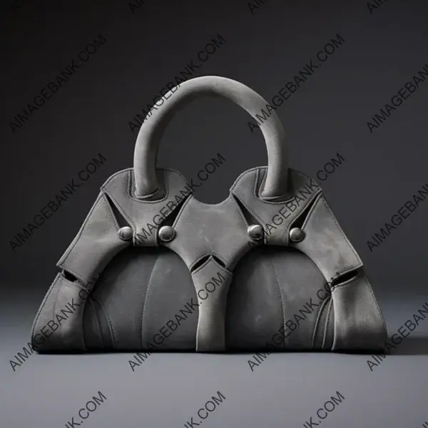 Fashionable Grey Suede Bag with Brass Knuckles-Inspired Look