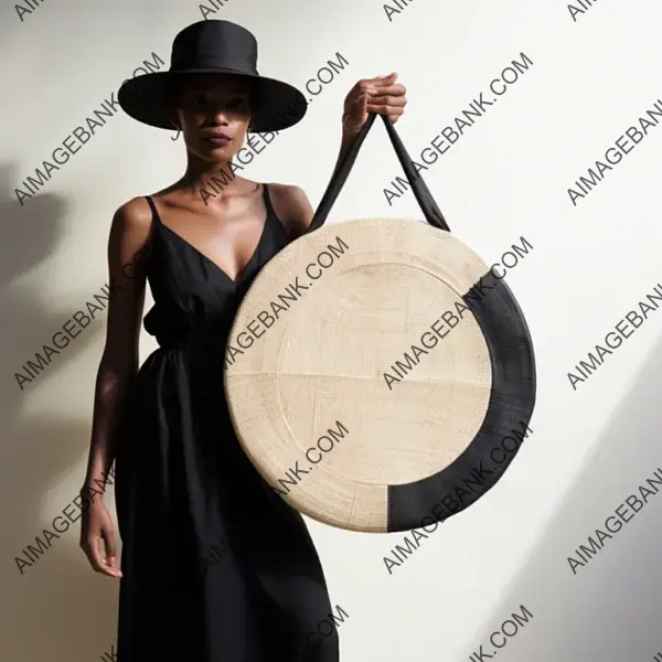 Stylish Oversized Sisal Bag with Circular Aesthetics