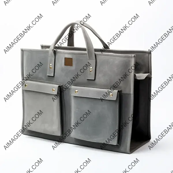 Oversized Gray Suede Bag Featuring Rectangular Rigid Form