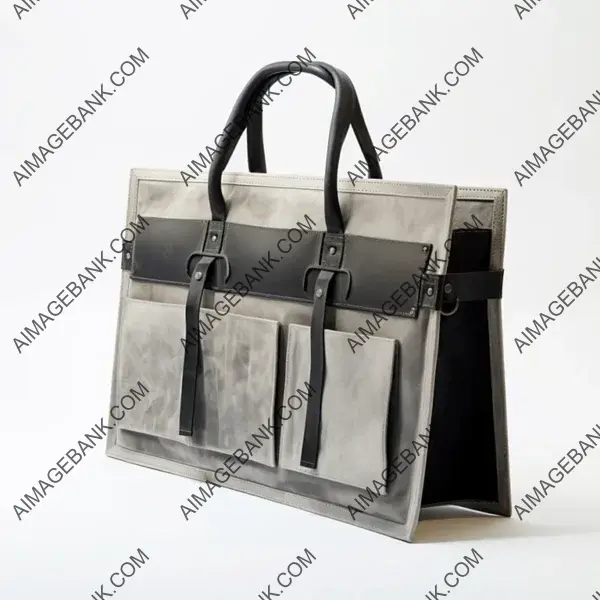 Oversized Gray Suede Bag with Rigid and Rectangular Form