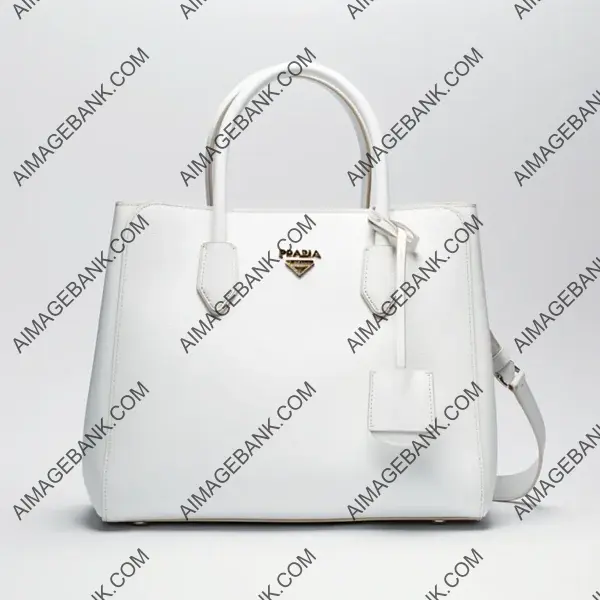 Modern White Leather Tote Bag with Stylish Rectangular Form