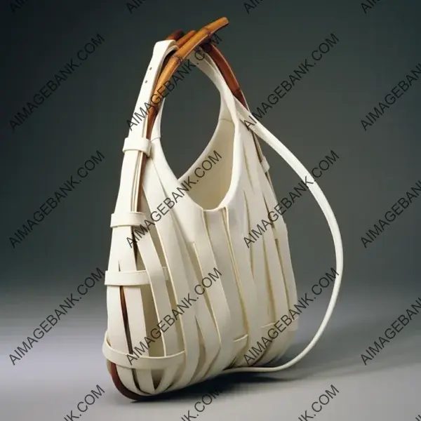 Stylish Rigid White Leather Bag with a Very Long Horizontal Design