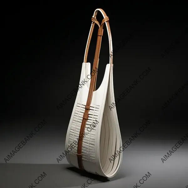 Modern Very Long Horizontal White Leather Bag with a Rigid Design