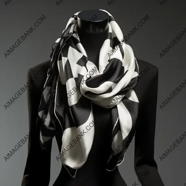 Yves Saint Laurent Foulard Black and White Plush