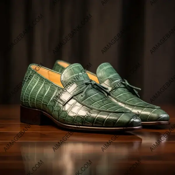 Crocodile Leather Elegance: Light Mont Grayish Green