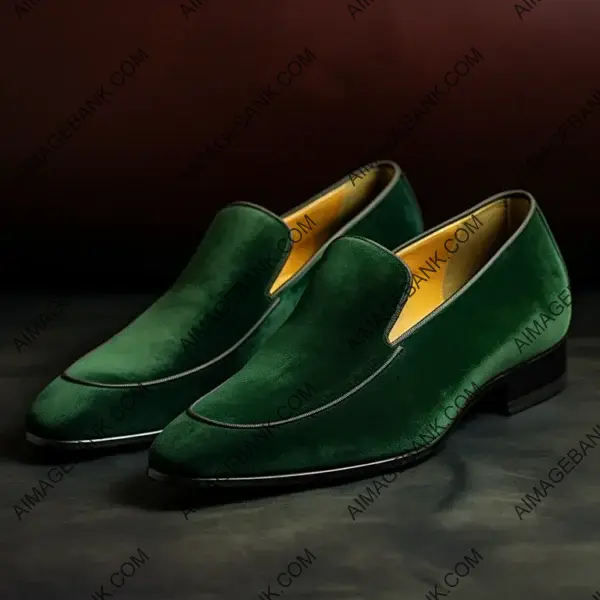 Green Suede Sophistication: Textured Footwear