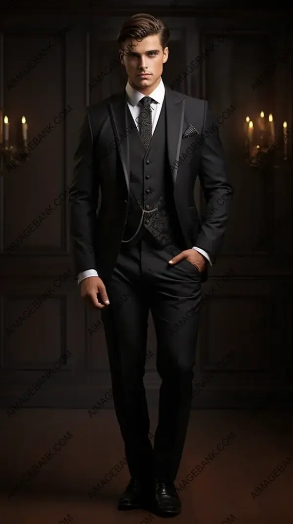 Men&#8217;s Formal Tuxedo: Classic Black Elegance