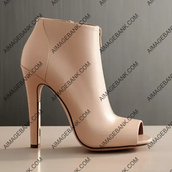 Stylish Heeled Shoes: Chic Nude Peep-Toe Booties with Block Heels