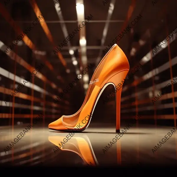 Speed and Style: Orange High Heels with Wide-Angle Lenses