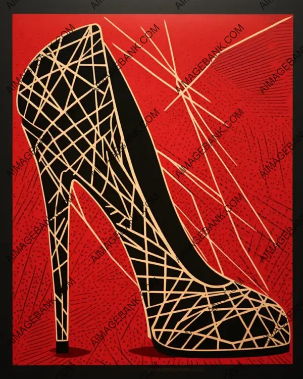 Artistic Representation: Stiletto Heels in Linocut