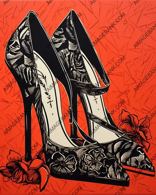 Stiletto Heels Captured in Linocut Illustration