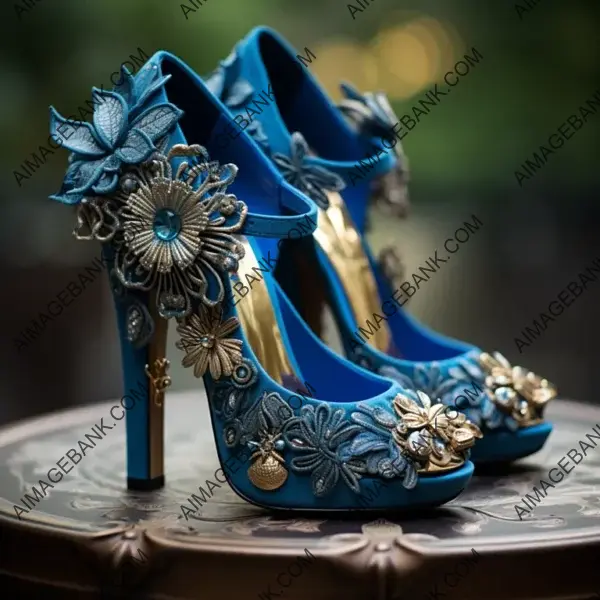 Elegance in Blue: Vibrant Velvet Platform Heels