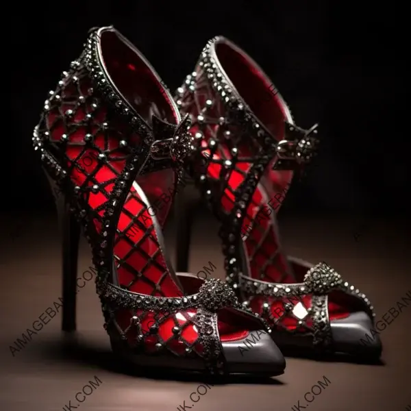 Sophistication in Every Step: Dark Crimson Red and Black Heeled Shoes