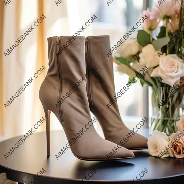Taupe Suede Ankle Booties Arranged Gracefully