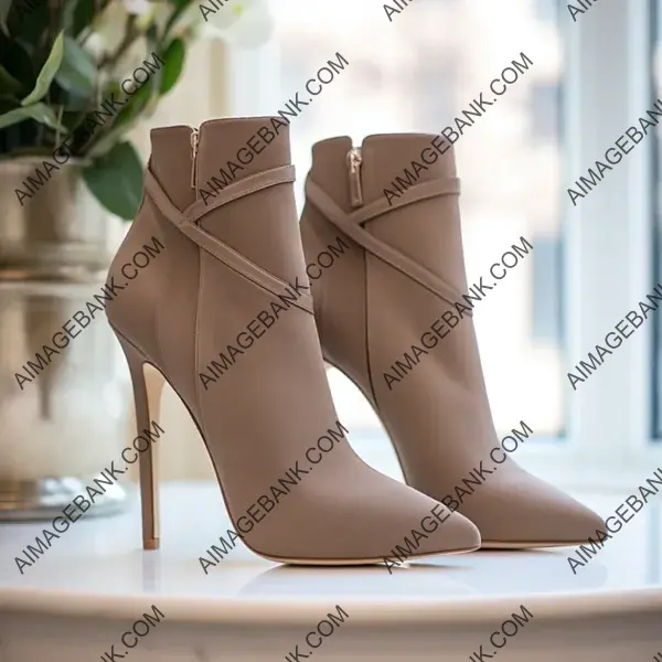 Chic and Stylish Heeled Shoes with Taupe Suede
