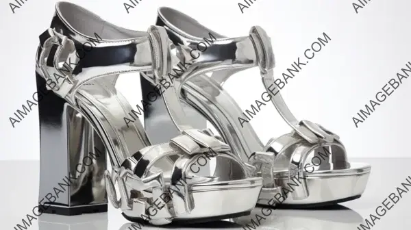 Silver Metallic Platform Sandals with Exquisite Details