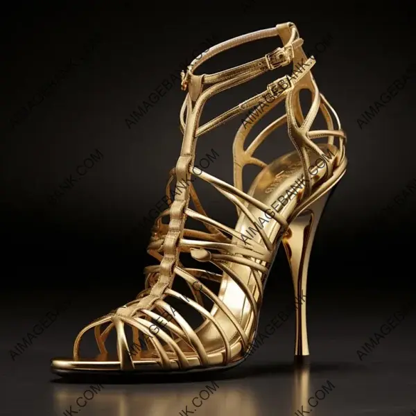 Glamorous Gold Strappy Sandals with Slender Stiletto Heels