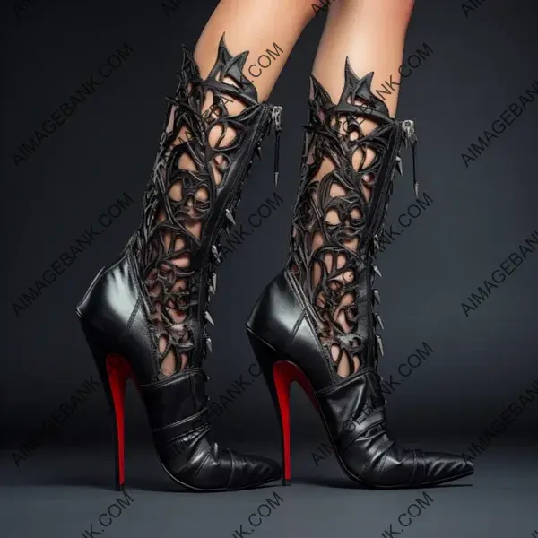 Woman&#8217;s Legs Wearing High Heel Wild Leather Boots