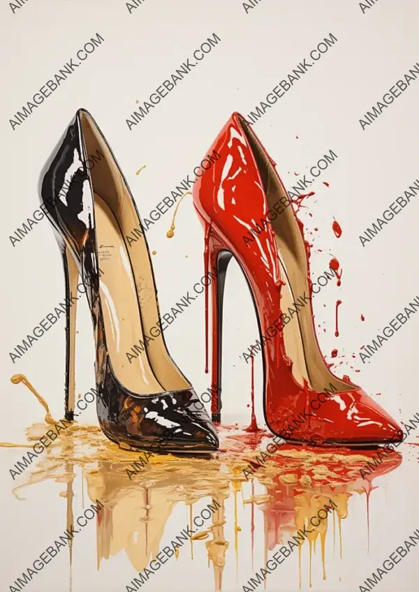 Two Drawings of Red Pumps in a Creative Composition