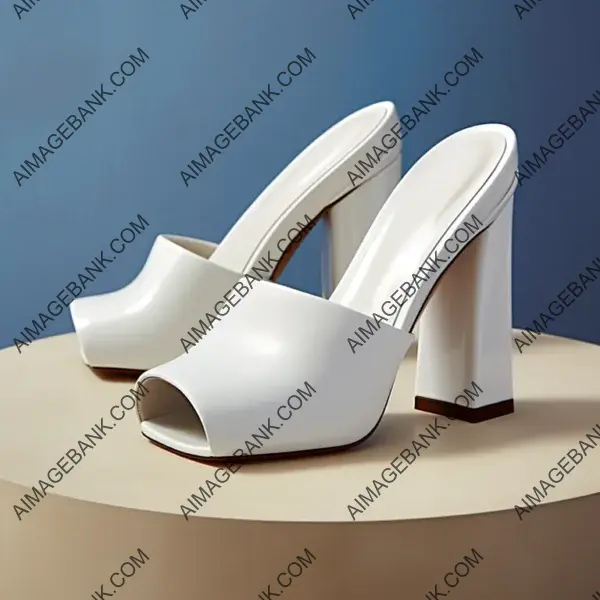 Elegant Showcase of Sleek White Leather Mules