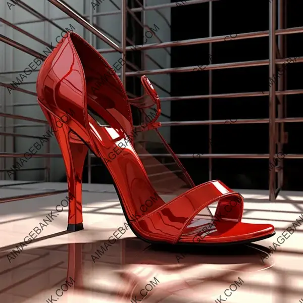 A Stylish Red High-Heeled Shoe with a Slimming Construction