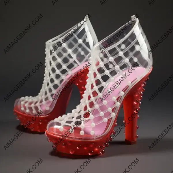 Dramatic Pink-Red High-Heeled Diamond Couture Shoes