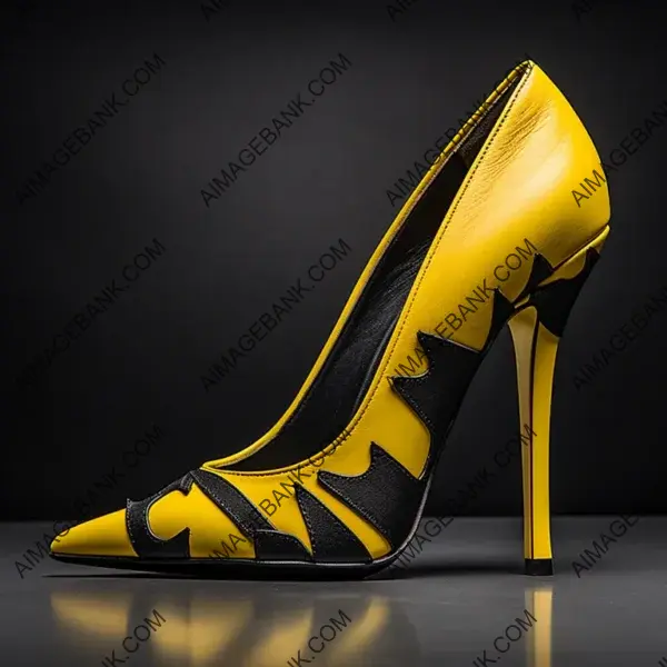 Chic Black and Yellow High Heel Shoe