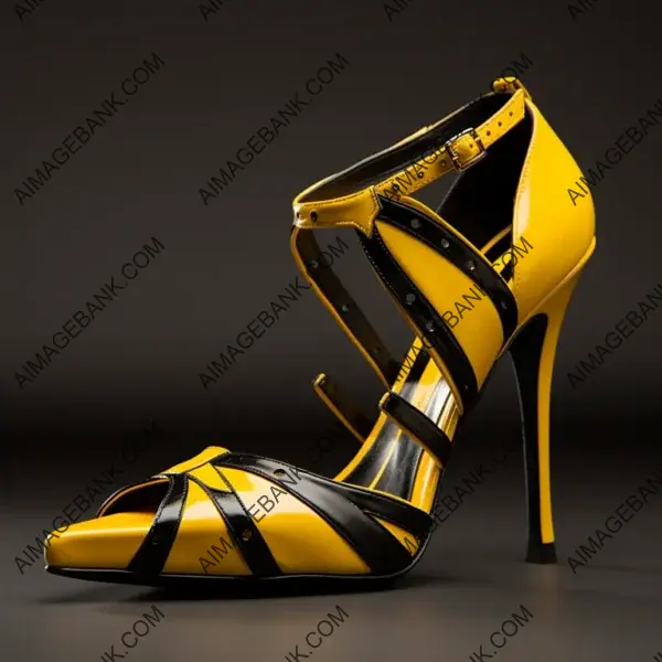 Unique Black and Yellow High Heel Shoe