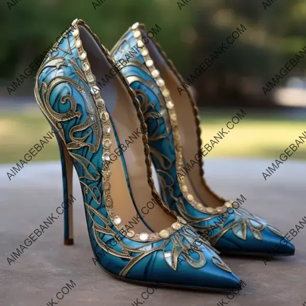 Alligator Skin Heels in Royal Blue and Dark Teal Green Front