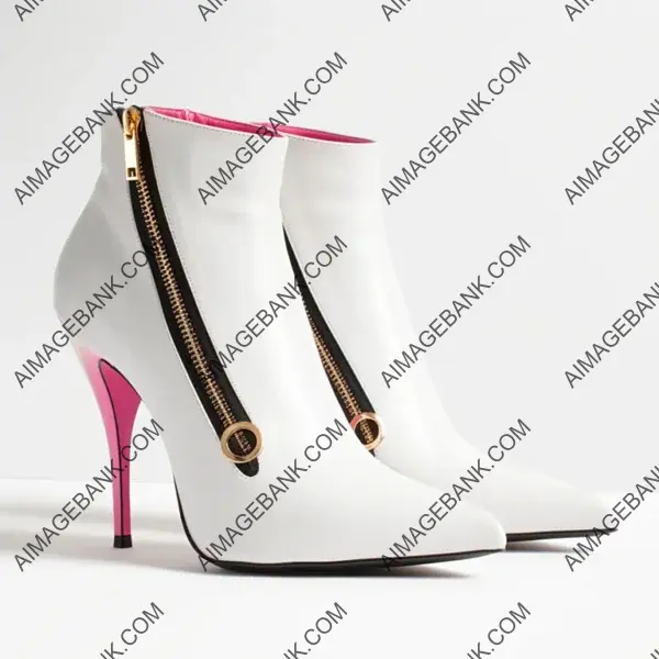 Stylish White Leather Ankle Boot Heels Design