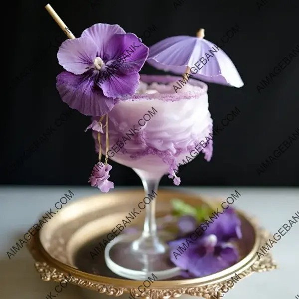 Enhanced Beauty of a Frosty Purple Parasol Cocktail