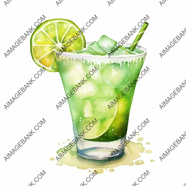 Frozen Margarita Watercolor Clipart on a Clean White Background