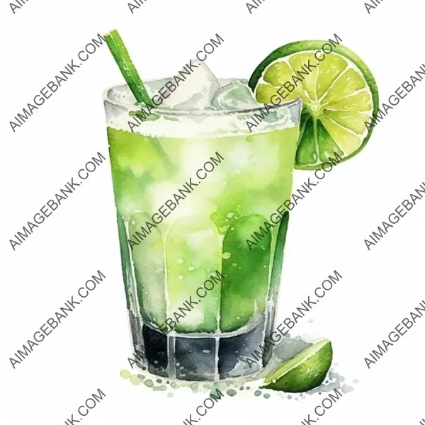 Watercolor Clipart Featuring a Delicious Frozen Margarita on White