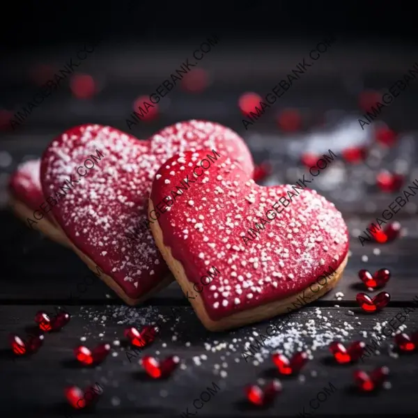 Heart-Shaped Cookies Decorated with Red Icing