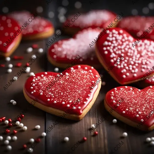 Delicious Heart-Shaped Cookies Adorned with Red Icing