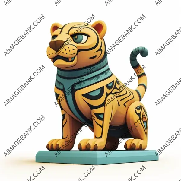 Cartoon-Style Jaguar Statue: Fun and Playful Design