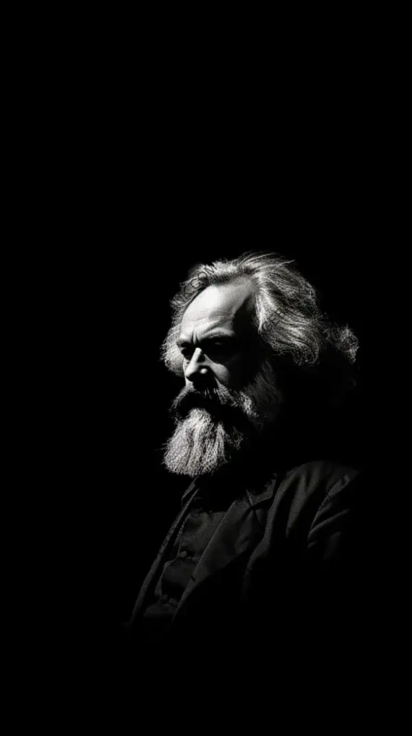 Karl Marx&#8217;s Minimalistic Portrait in Striking Black Tones