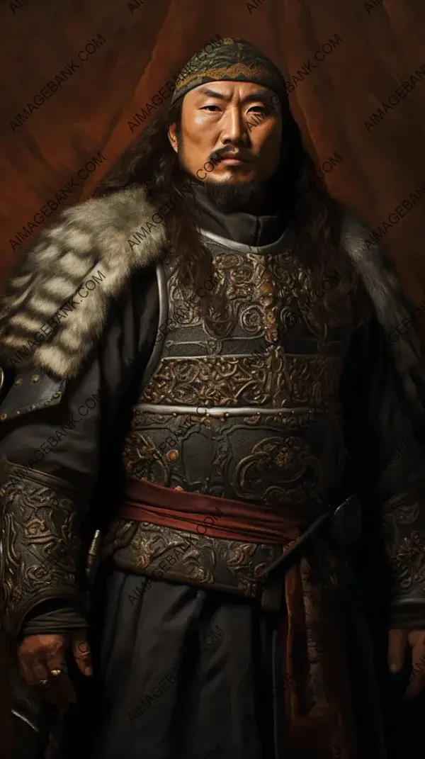 Hyper-Realistic Genghis Khan: A Commanding Presence