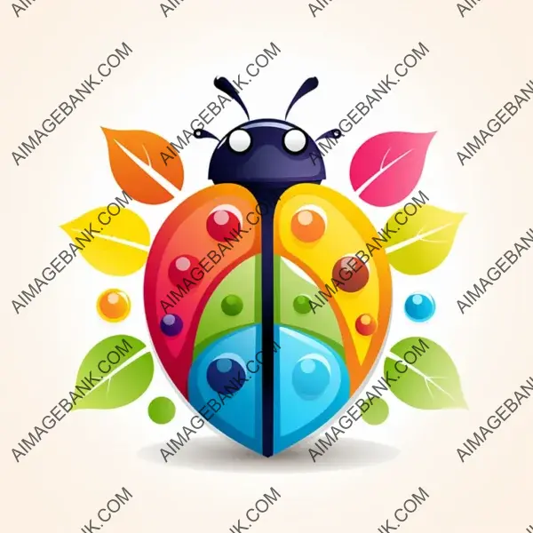 Vibrant Ladybug Logo with a Rainbow Palette