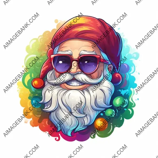 Rainbow-Colored Santa Claus Logo