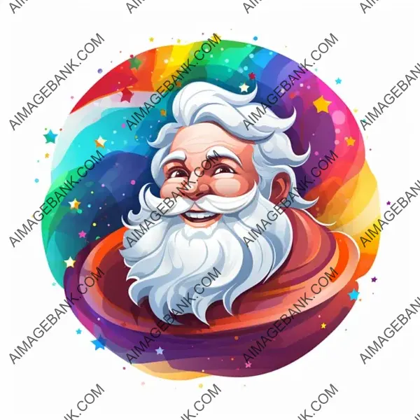 Vibrant Santa Claus Logo Design in a Rainbow Palette