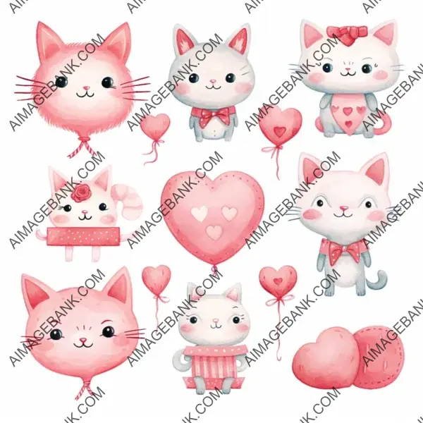 Adorable Valentine&#8217;s Day Clip Arts in Pastel Watercolor Style