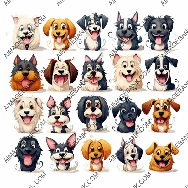 Cute Dog Art with Different Motifs in Nice Colors on White