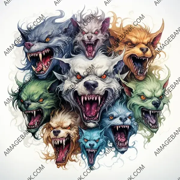 Adorable Scary Dog Artwork with Different Motifs in Nice Colors