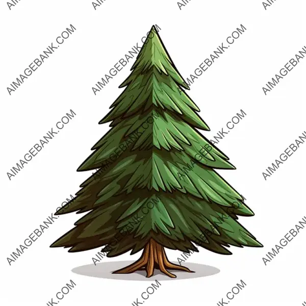 Cartoon Illustration of a Pine Tree Shape in Triangle Form