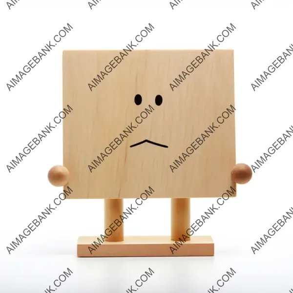 Playful Cartoon Thin Sign with a Single Wooden Base and No Message