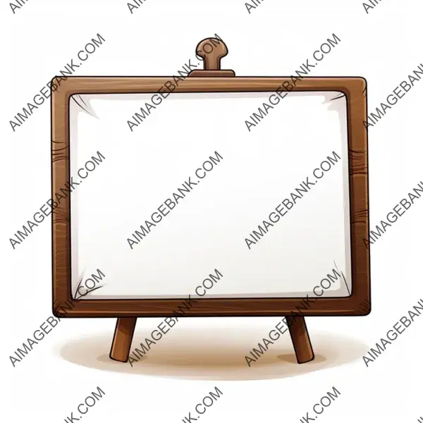 Cartoon-Style Thin Sign with a Single Wooden Base and No Message