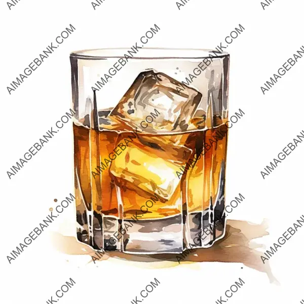 Adorable Watercolor Whiskey Shot for Artistic Creations